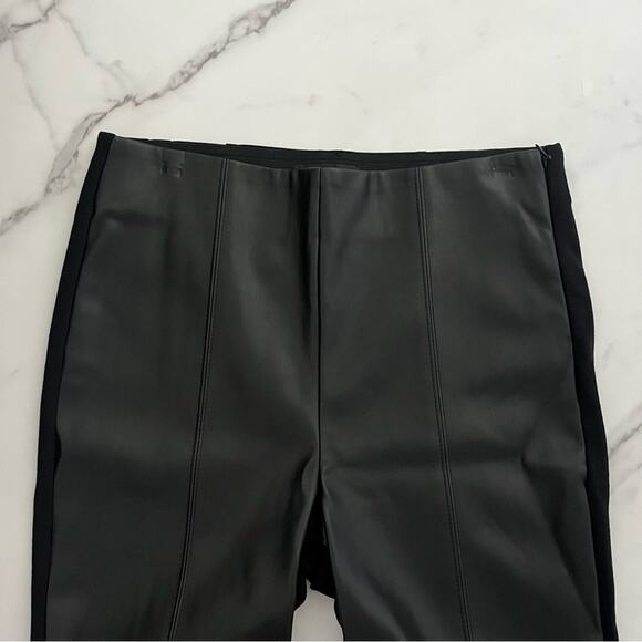 Ann Taylor The Seamed Side Zip Legging in Pebbled Faux Leather Ponte Sz 4 Black - Picture 6 of 10